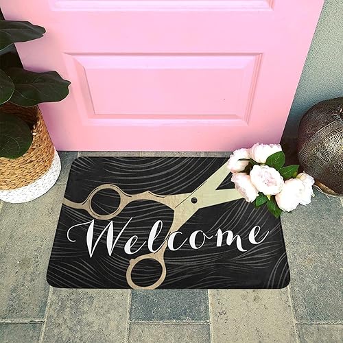 Miniatura 2 de Felpudo de goma antideslizante para peluquería para peluquería, peluquería, peluquería, puerta delantera, decoración del hogar, regalo, 23.6 x 15.7