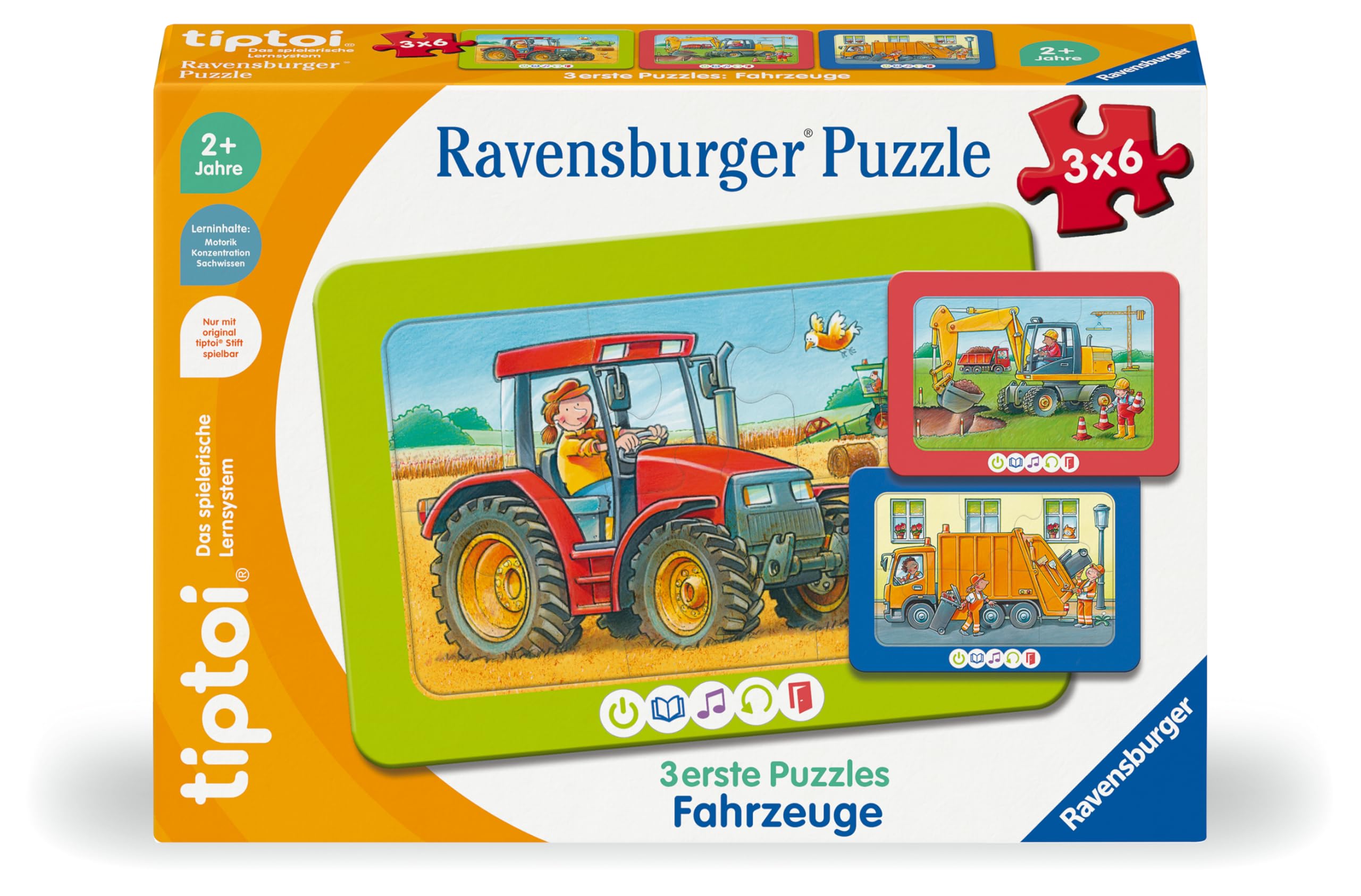 Ravensburger tiptoi Puzzle 00227-3 – Erste Puzzles: Fahrzeuge (Rahmenpuzzle)