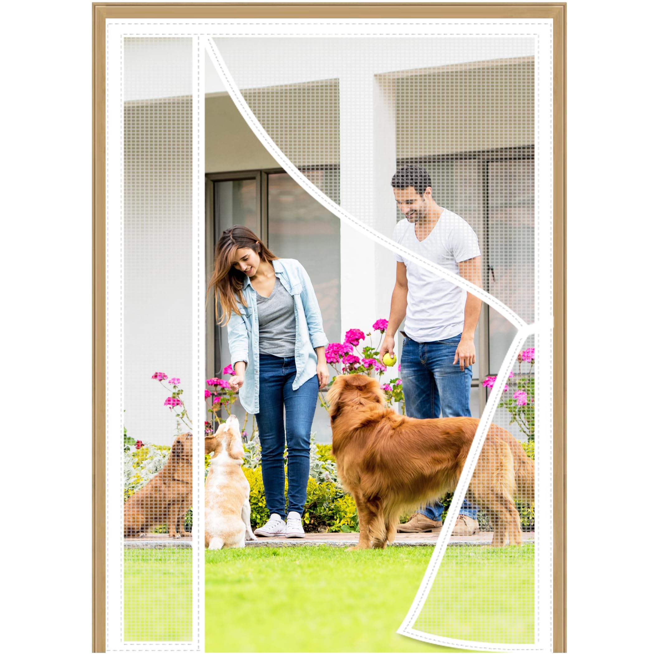 Hxuhui White Side Opening Screen Doors 90X210cm Fly Screen Mesh Curtain Walk Through Door Insects Out Mosquito Removable Washable Lets Fresh Air In For Entrance Balcony