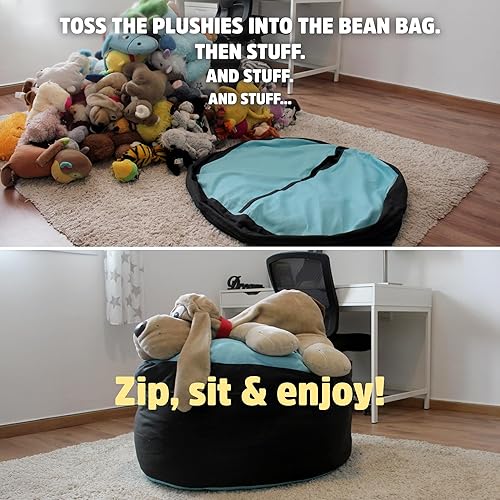 Miniatura 7 de SMART WALLABY Silla Puf de Almacenamiento para Animales de Peluche  2 Tamaños en 1  Organizador de Juguetes de Peluche para Niños 100% Algodón