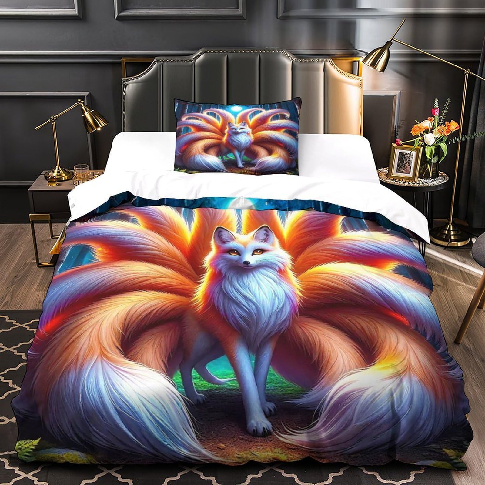 Housse de couette lit simple 135x200 renard douce fantaisie