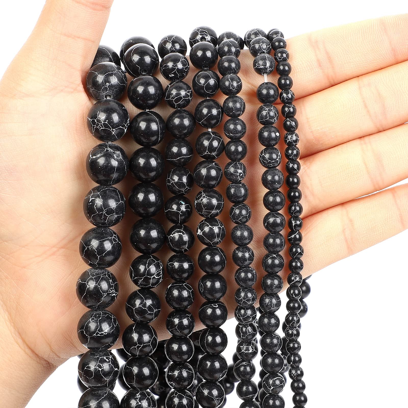 Koraliki z kamieni naturalnych, Czarny kamień sosnowy okrągły luzem do wyrobu biżuterii, robótek ręcznych, bransoletek DIY(12mm about 30 pcs)