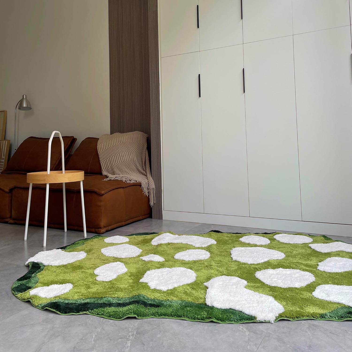 3D Soft Shag Rugs Tufted Accent Rugs with Moss-Covered Stones Design Kids Playrug Non Slip Machine Washable Nursery Bedroom Bedside Playroom Bathroom High-Low Pile 4.5x6.5ft