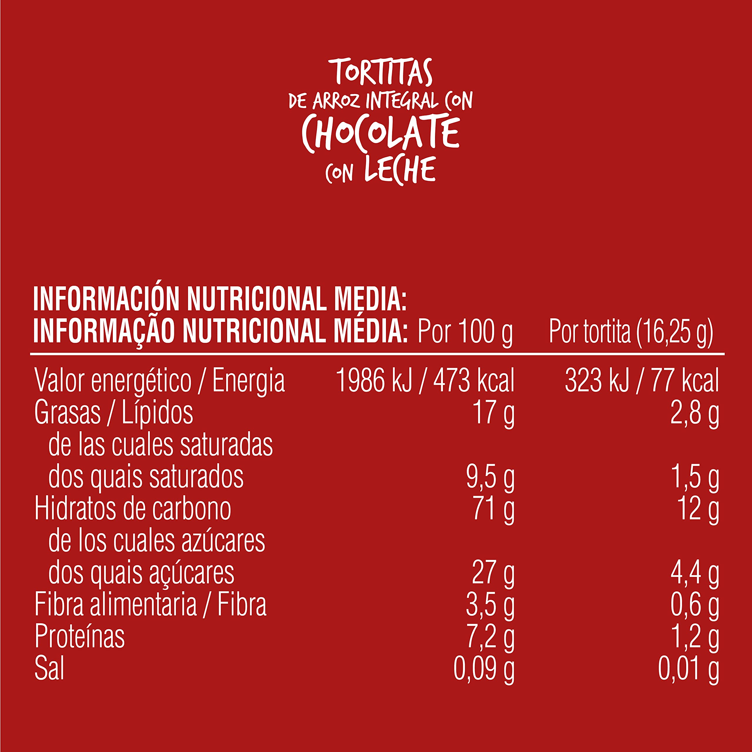 Bicentury - Tortita de arroz integral con chocolate leche (14 unidades)