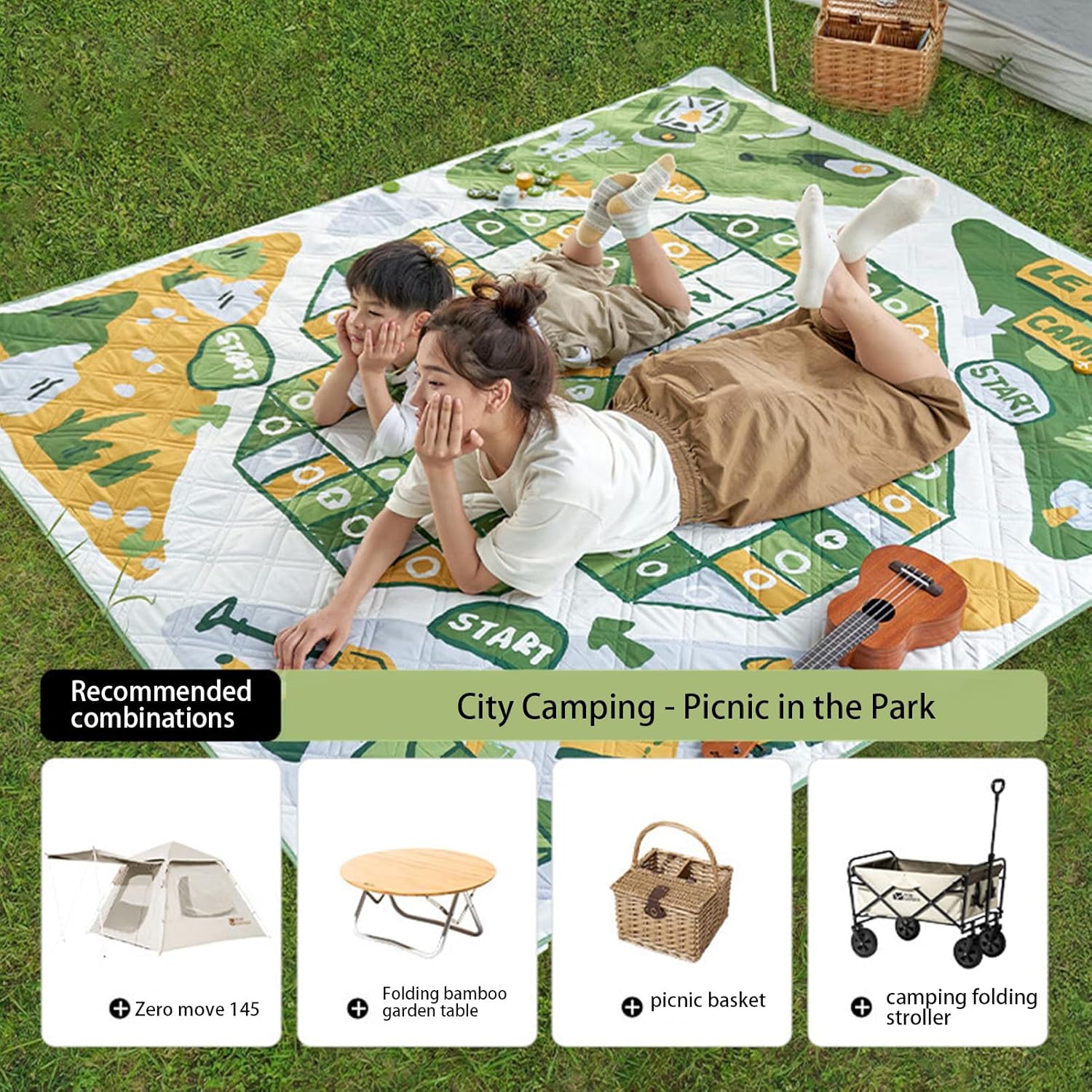 アウトドア用ピクニックマット,洗える 携帯ストラップ付き,大型ピクニックブランケット ゲームテーマ - スタジアム、芝生、音楽フェス
