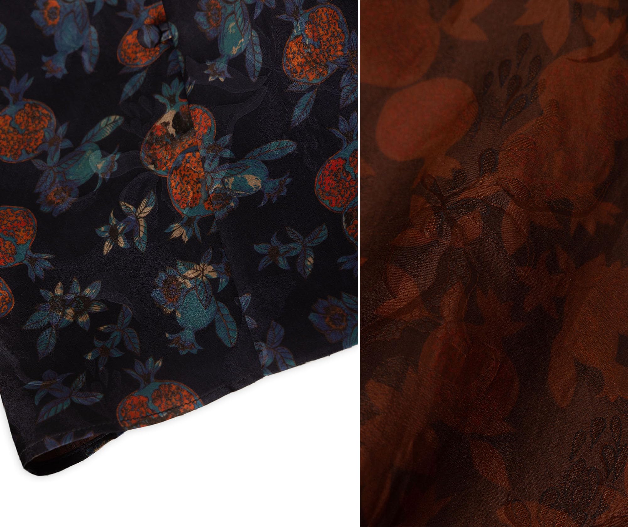 HangErFeng Damska jedwabna bluzka Xiangyunsha Granat Print Top 656