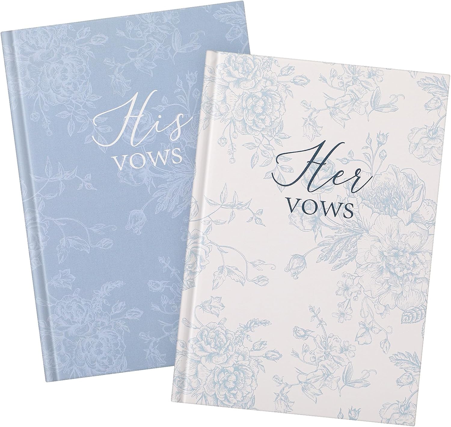 Set of 2 Vow Books His and Hers, Wedding Vow Books (6.06x4.17) Wedding Keepsake Essentials Elegant Bridal Shower Ceremony Gift Elopement Essentials(Blue,Floral) Blue Floral
