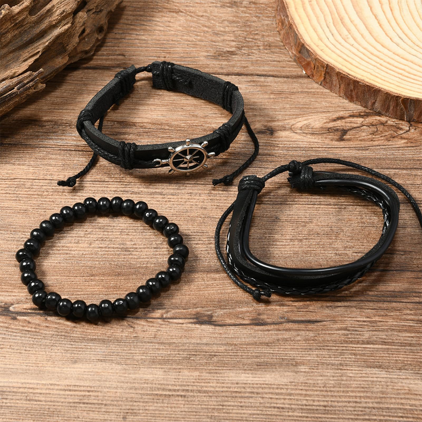 Meriviva 7 PCS Pirate Costume Adult Men Set including Medieval Shirt Trousers Bandana Belt Eye Patch Necklaces Bracelets - Image 4
