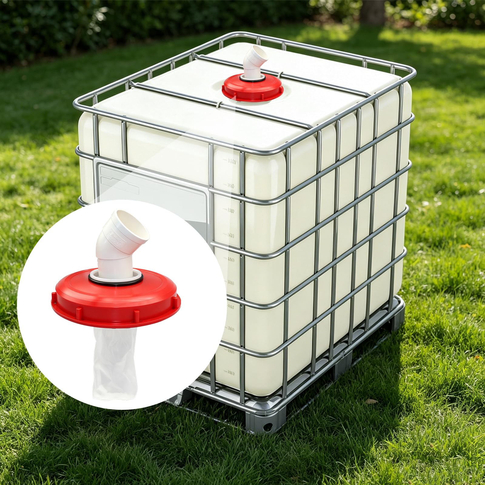 Filtre de couvercle IBC 45° IBC - 165 mm - En nylon - Lavable - Accessoire pour réservoir d'eau de pluie DN 150 (245 mm)
