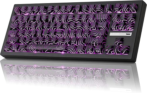 ZORNHER ZH870 Teclado mecánico inalámbrico para juegos, 80% negro personalizado teclado de sonido cremoso con teclas topográficas negras iluminadas,