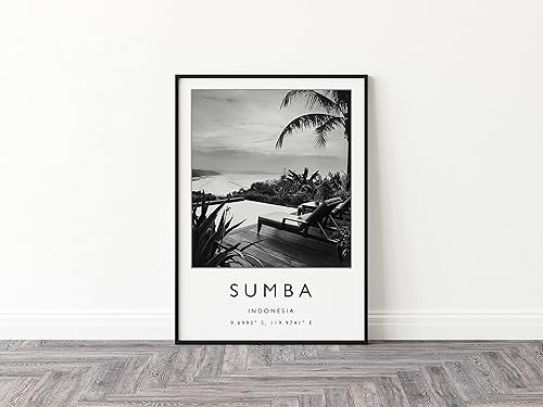 Impresión de viaje Sumba, póster de viaje en blanco y negro, decoración de viajes, póster de viaje, viajes del sudeste asiático, impresión de viaje