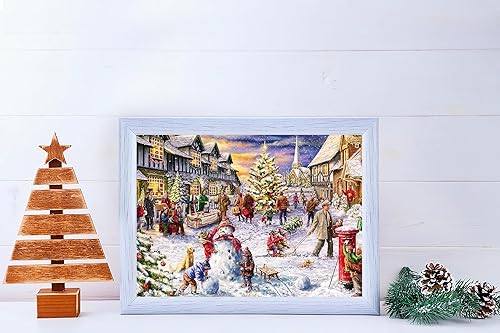 Miniatura 3 de Paquete de 2 rompecabezas de Navidad para adultos, 1000 piezas, rompecabezas de calle de Navidad y parque de atracciones navideño, rompecabezas de