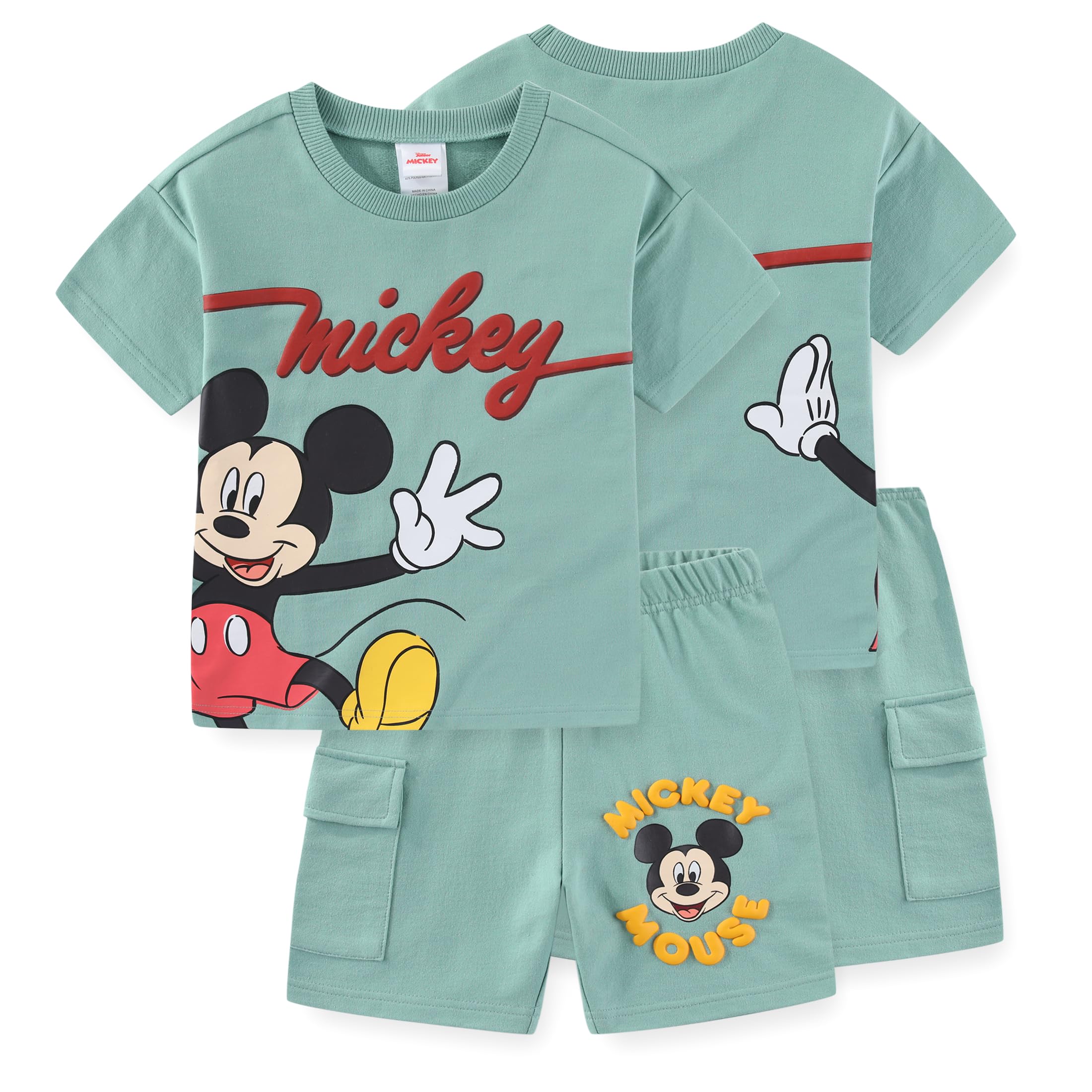 Disney Mickey Mouse Boys Short Sleeve T-Shirt and Shorts Set for Toddler and Big Kids