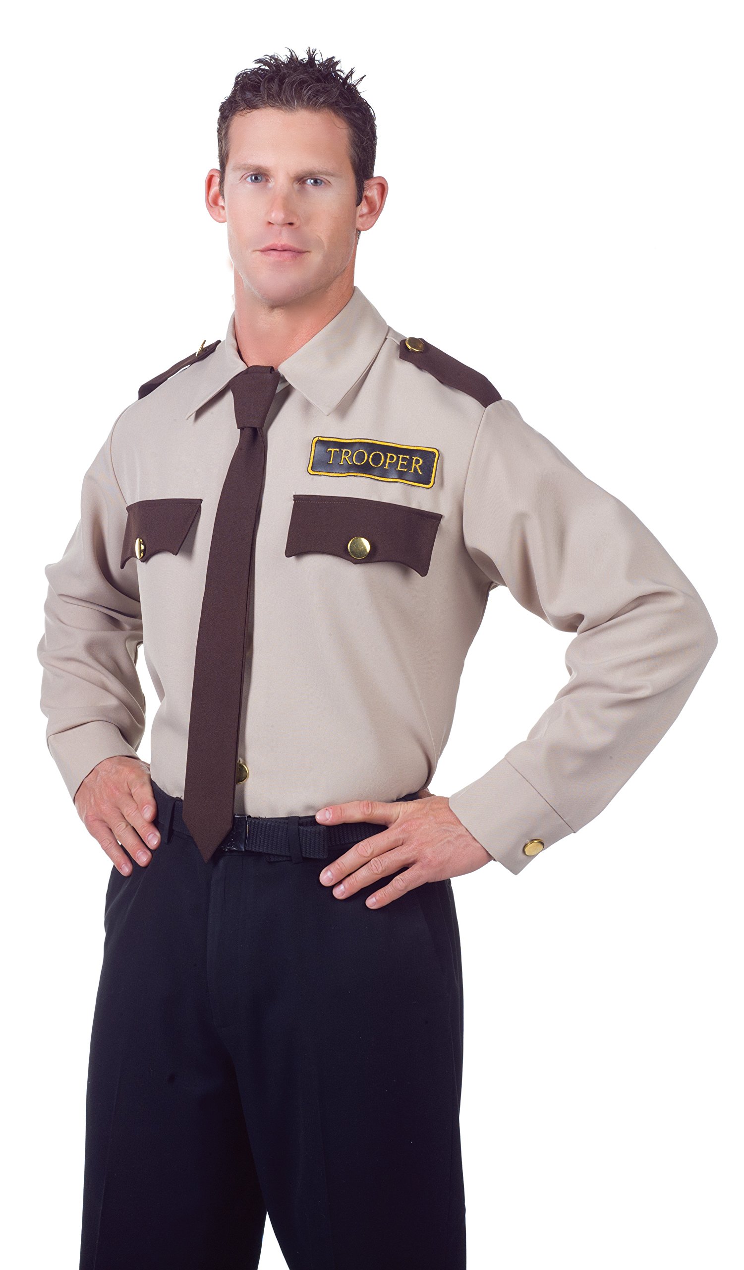 Underwraps Costumes Mens State Trooper Costume - Shirt Tan Mens Large 42-46 - Mens 2X-Large 50-52
