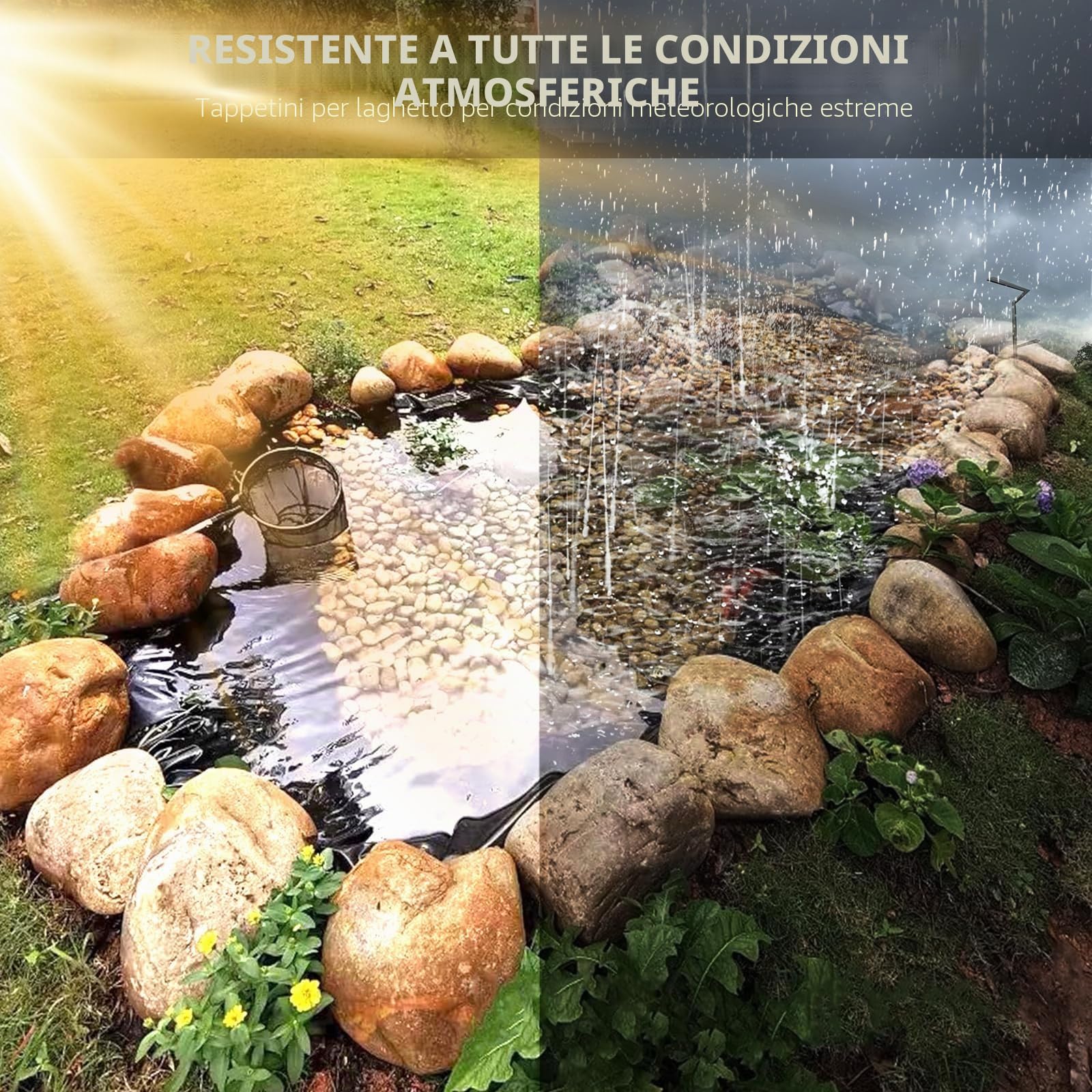 3x4m Telo Laghetto, 0.2mm Spessore Telo per Laghetto da Giardino, Fodera Laghetto per Fontana da Giardino Esterno, Cascata, Laghetto per Tartarughe