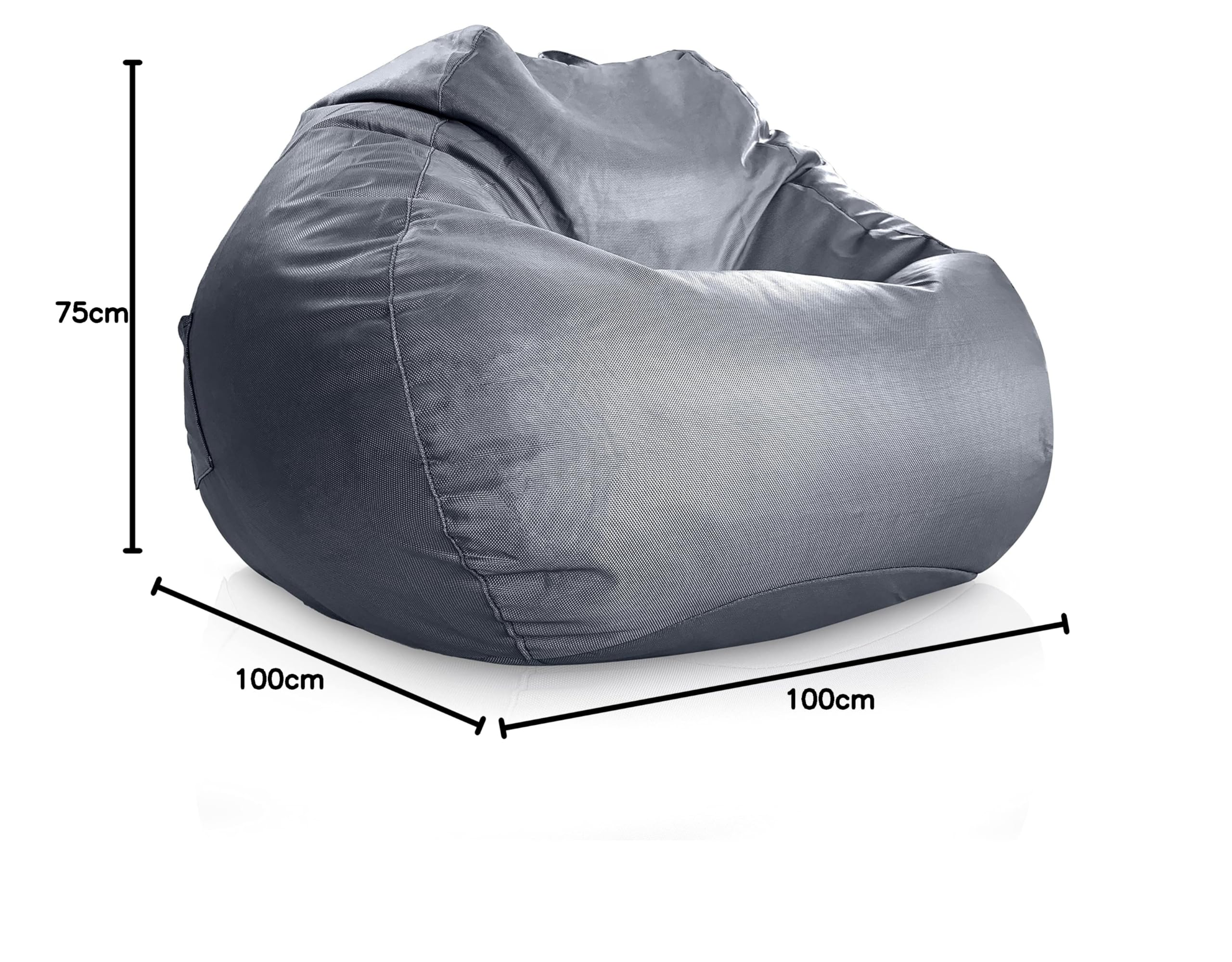 Aiire Pouf Extérieur XXL Bean Bag Avec Remplissage - Fauteuil Poire Géant Gris Pour Jardin Piscine
