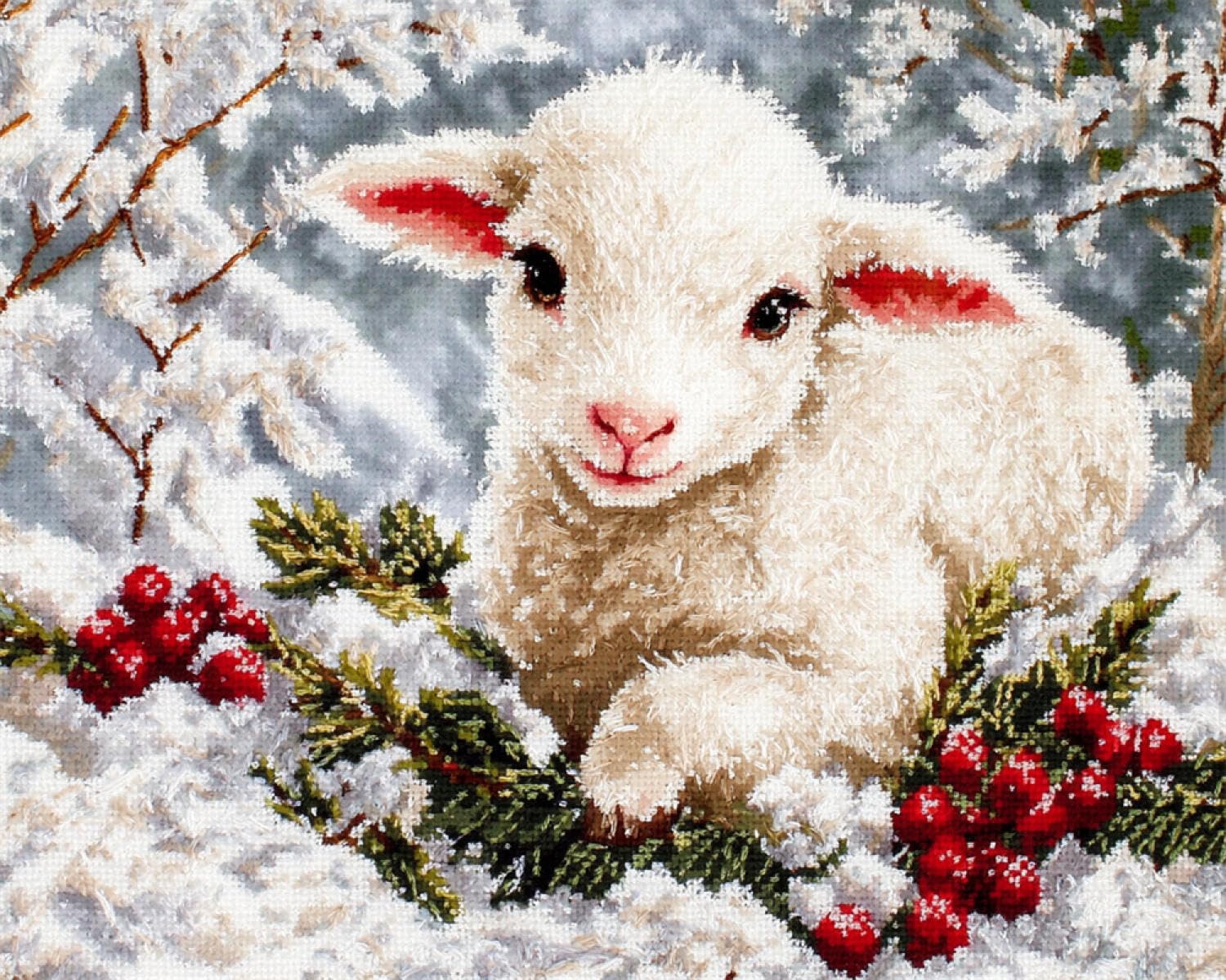 Henypt DIY Latch Hook Rug Kits Sheep in the Snow 80x160cm