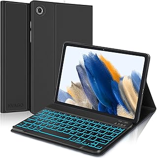 Backlit Keyboard Case for Samsung Galaxy Tab A8 10.5 2022-7 Colors Backlight - Smart Folio Case with Detachable Wireless Keyboard for Galaxy Tab A8 10.5" SM-X200/X205/X207, Black