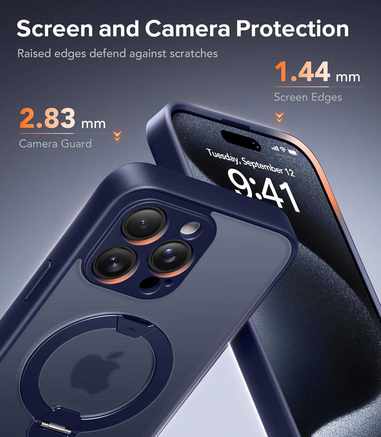 Magnetic for iPhone 15 Pro Max Case,[Unbreakable & Magnetic Stand] [Military-Grade Protection] [Phone Case Compatible with MagSafe] Slim Translucent Matte Shockproof Phone Cover,Navy Blue - Image 8