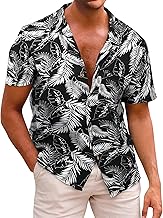 Herren Hawaiihemd Freizeit Hemd Kurzarm Baumwolle Blumen Shirt Urlaub Sommer Strand Hemd Reise Shirts