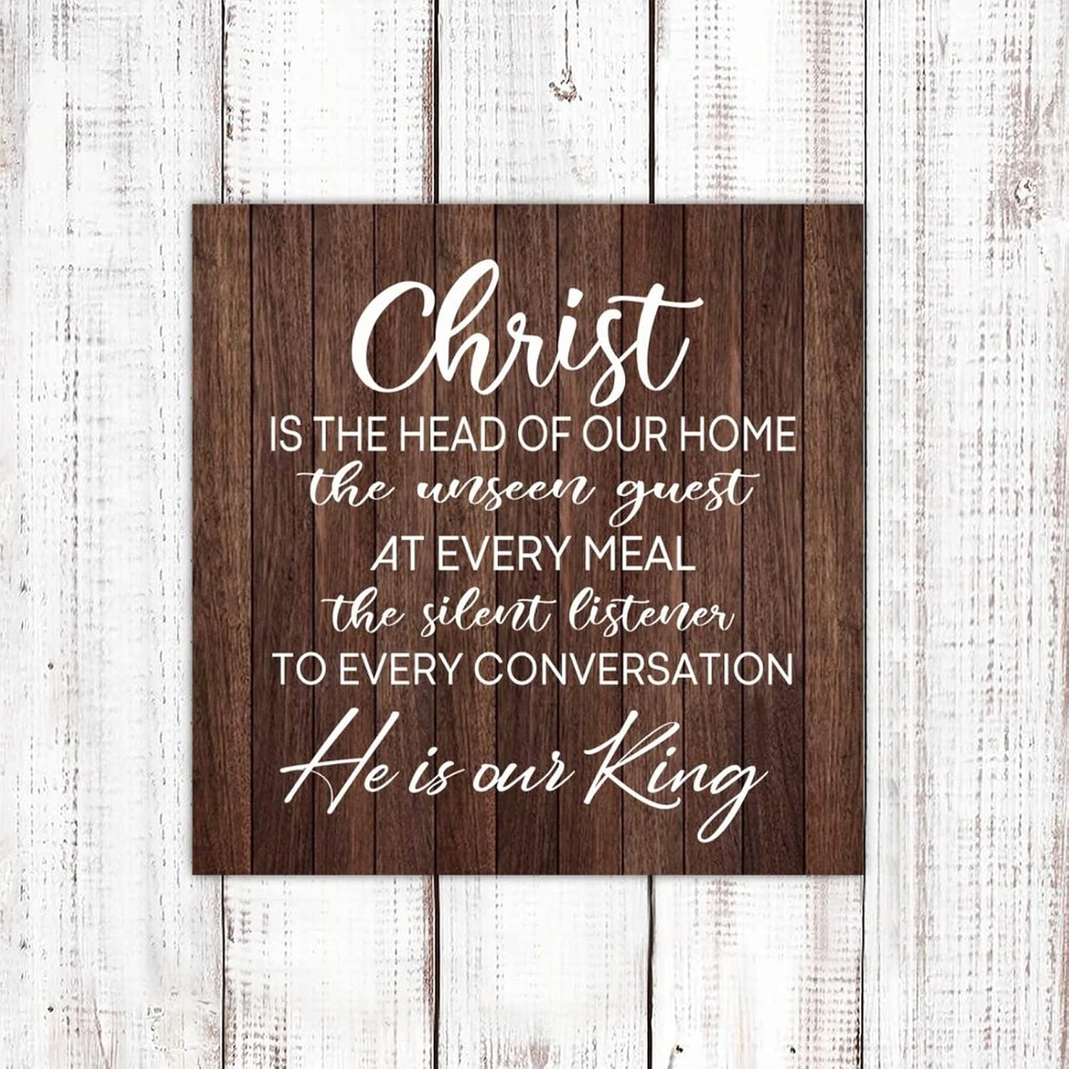 Wood Sign Christ Is The Head of Our Home Country Wooden Wall Pediment Rope Included Old Fashioned Wooden Wall Hanging Plaque Home Sign for Cabin Kitchen Decorations 18 Inch