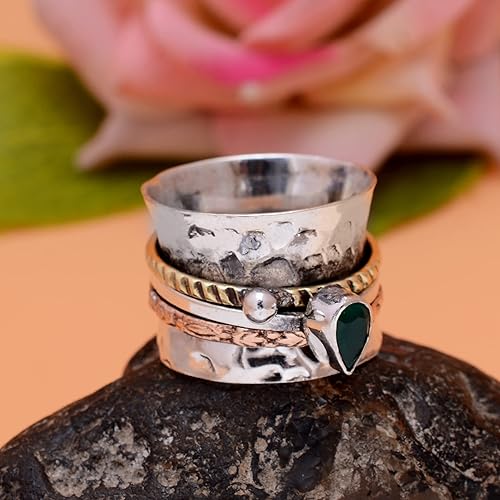 Miniatura 171 de Veracity Jewelry Sterling Silver Fidget Ring Spinner Ring Anxiety Relieving Rings For Unisex Meditation Thumb Worry Healing Birthday Promise Band