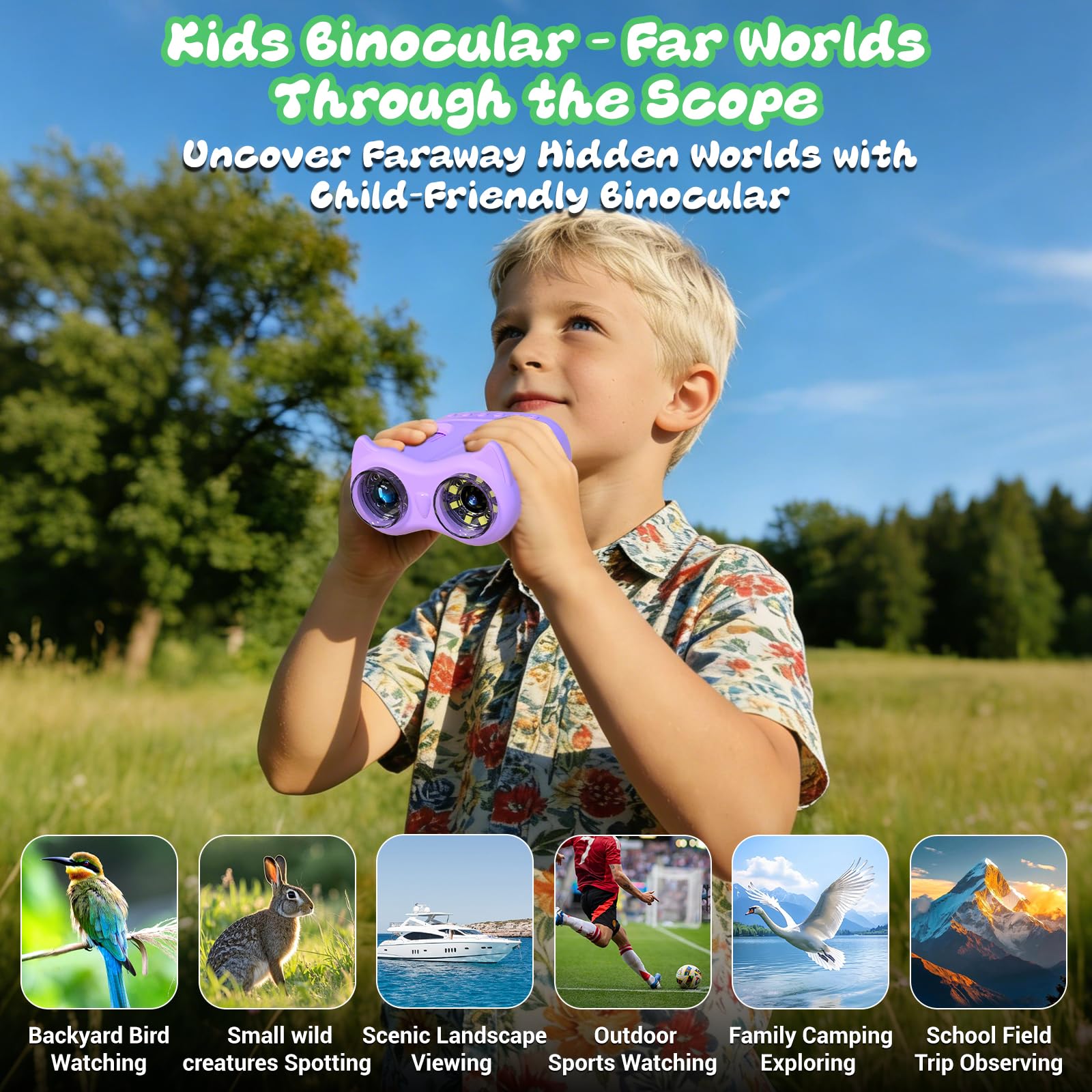 Digitales Mikroskop für Kinder, 2-in-1 1000X Tragbares Mikroskop & 10X Fernglas für Kinder mit Foto und Videofunktion – Handmikroskop Spielzeug Geschenke für Mädchen und Jungen ab 3 Jahren(Lila)