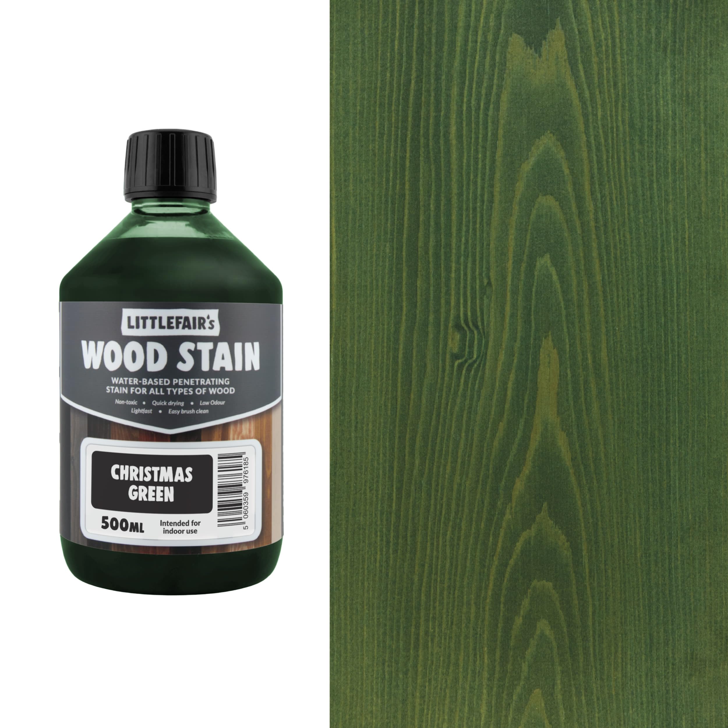 Littlefair's Christmas Green | Water Based Wood Dye | Special Colours Range | Indoor And Outdoor Use | Environmentally Friendly | (500Ml)