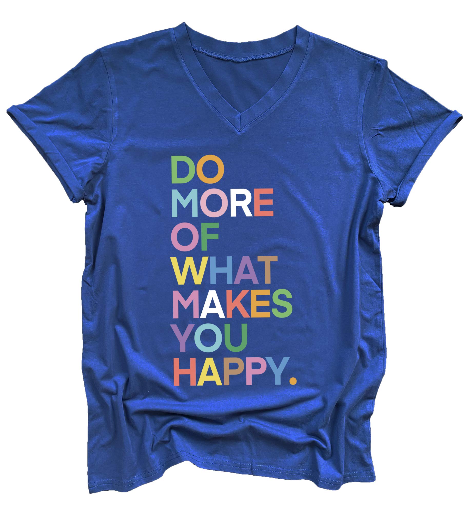 MIMOORN Womens Fun Happy Graphic Tees Summer Cute Letter Printed T-Shirts