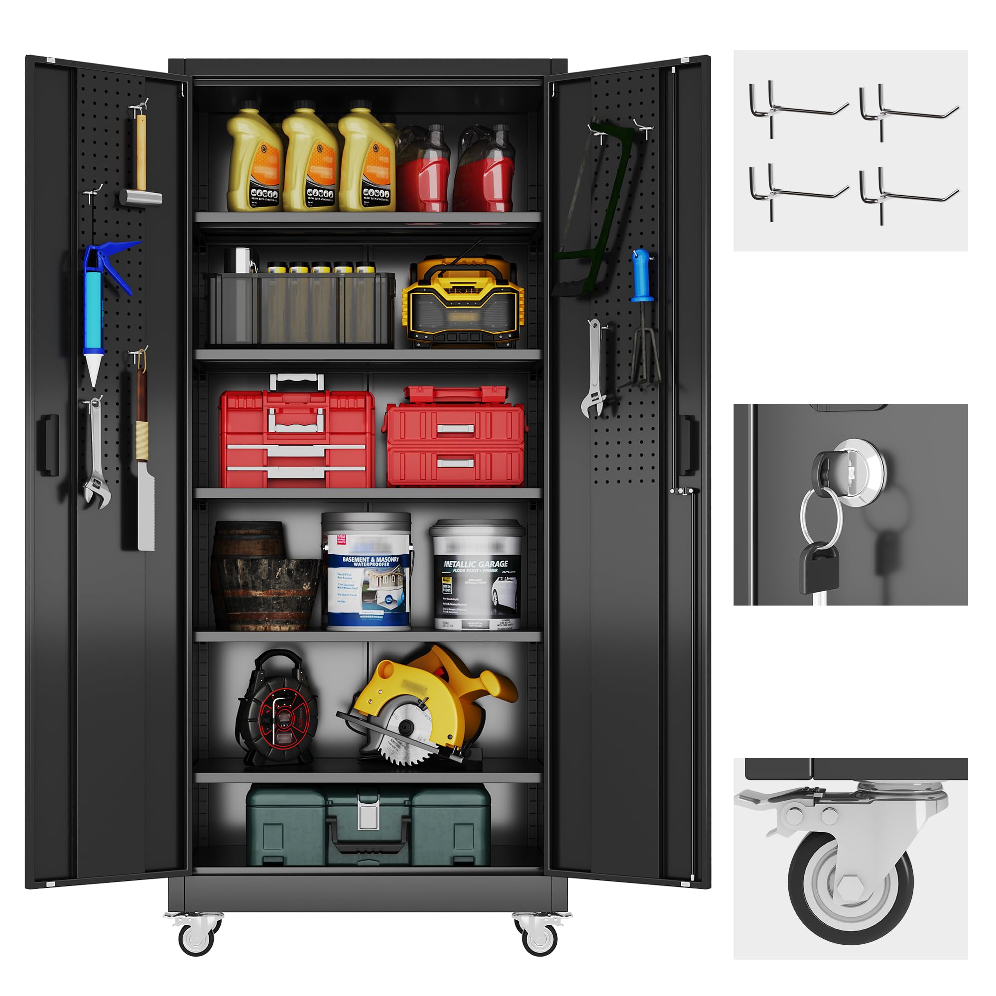 Reemoon 71 Inch Garage Storage Cabinet