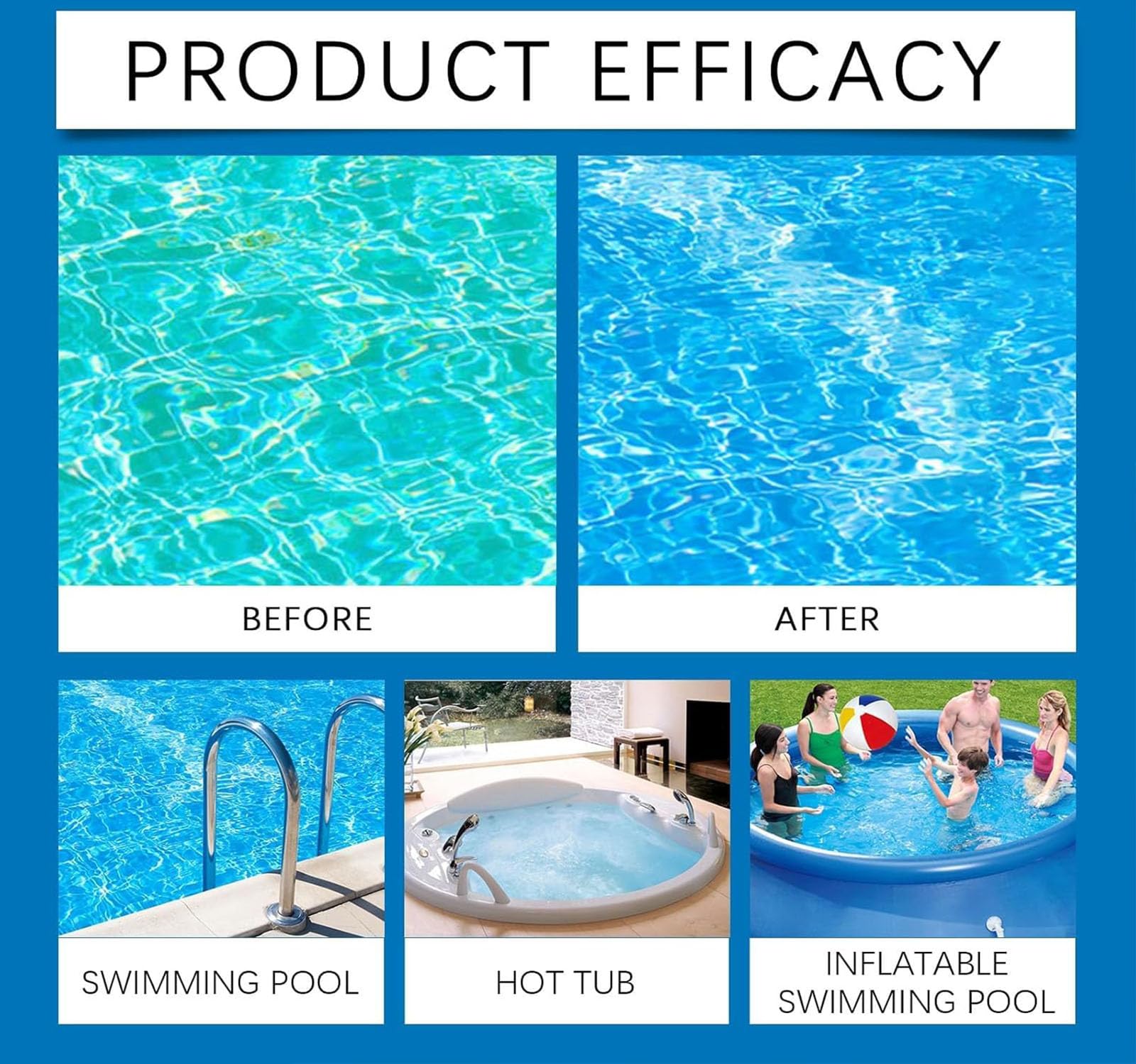 Liquide purifiant pour Piscine, Liquide purificateur d'eau de Piscine, clarificateur d'eau de Piscine, pour piscines creusées et piscines Hors Sol, Garde l'eau Claire comme du Cristal (3PC)