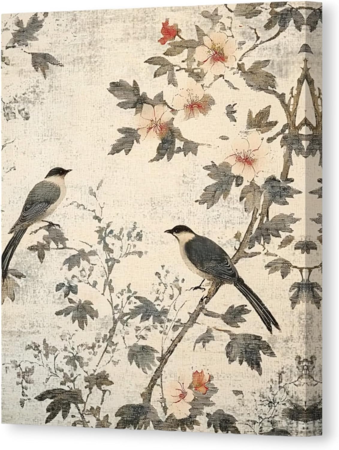 MAISON MUTED Canvas Wall Art - 16x20 Inch Neutral tones Bontanical and Birds Decor Perfect for Living Room, Bedroom and Kitchen - Toile Wall Decor, Vintage Wall Art (Song Dynasty 3)