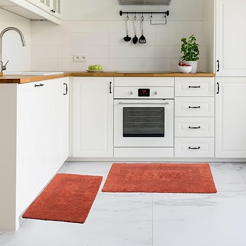 Miniatura 7 de Lavish Home, tapete de baño larga, reversible, 100 % algodón, 2 unidades