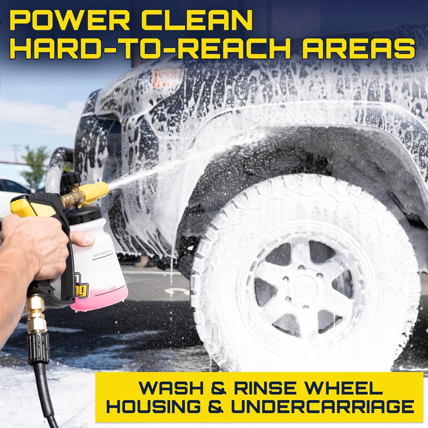Foam King Short Pressure Washer Gun Handle, Snub Nose Power Washer with Swivel, 3/8" NPT Male & 1/4" Quick Connect, Foam Cannon Attachment for Car Wash, The Snubster for Easy Cleaning