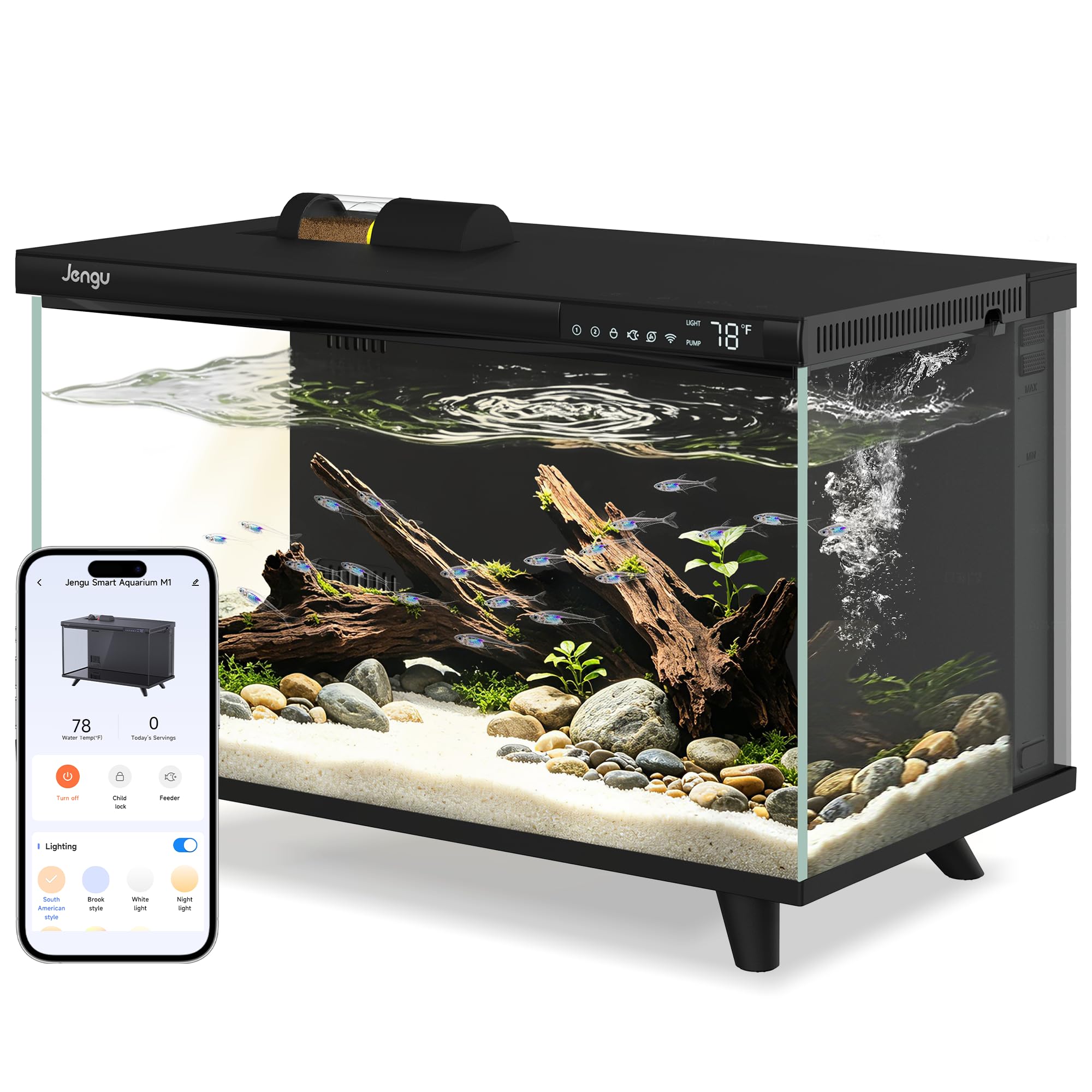 M1 5 Gallon Smart Fish Tank, App-Controlled Betta Aquarium Kit