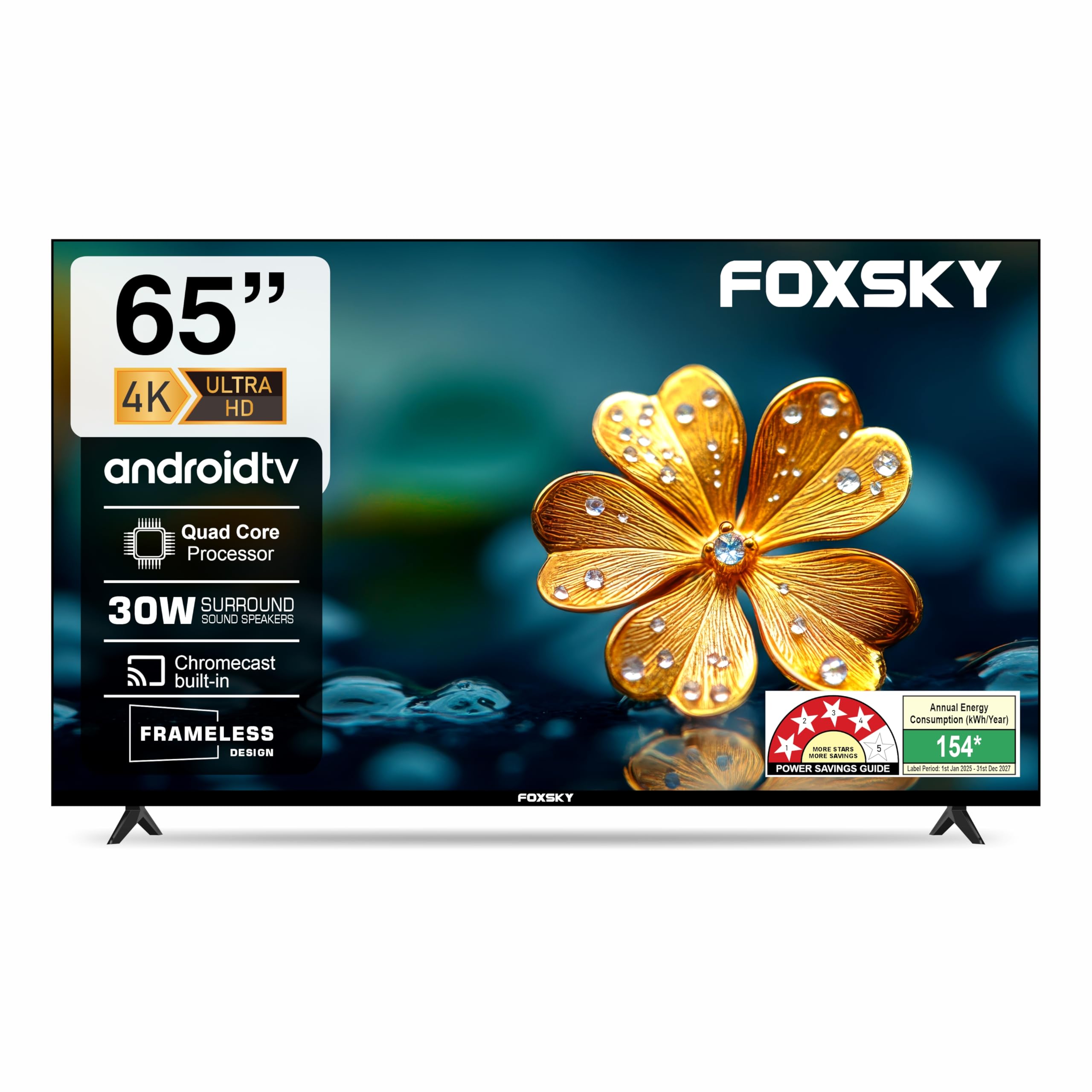 Foxsky 165 cm (65 inches) 4K UHD QLED Smart TV (WebOS) TV 65FSVS (Black)