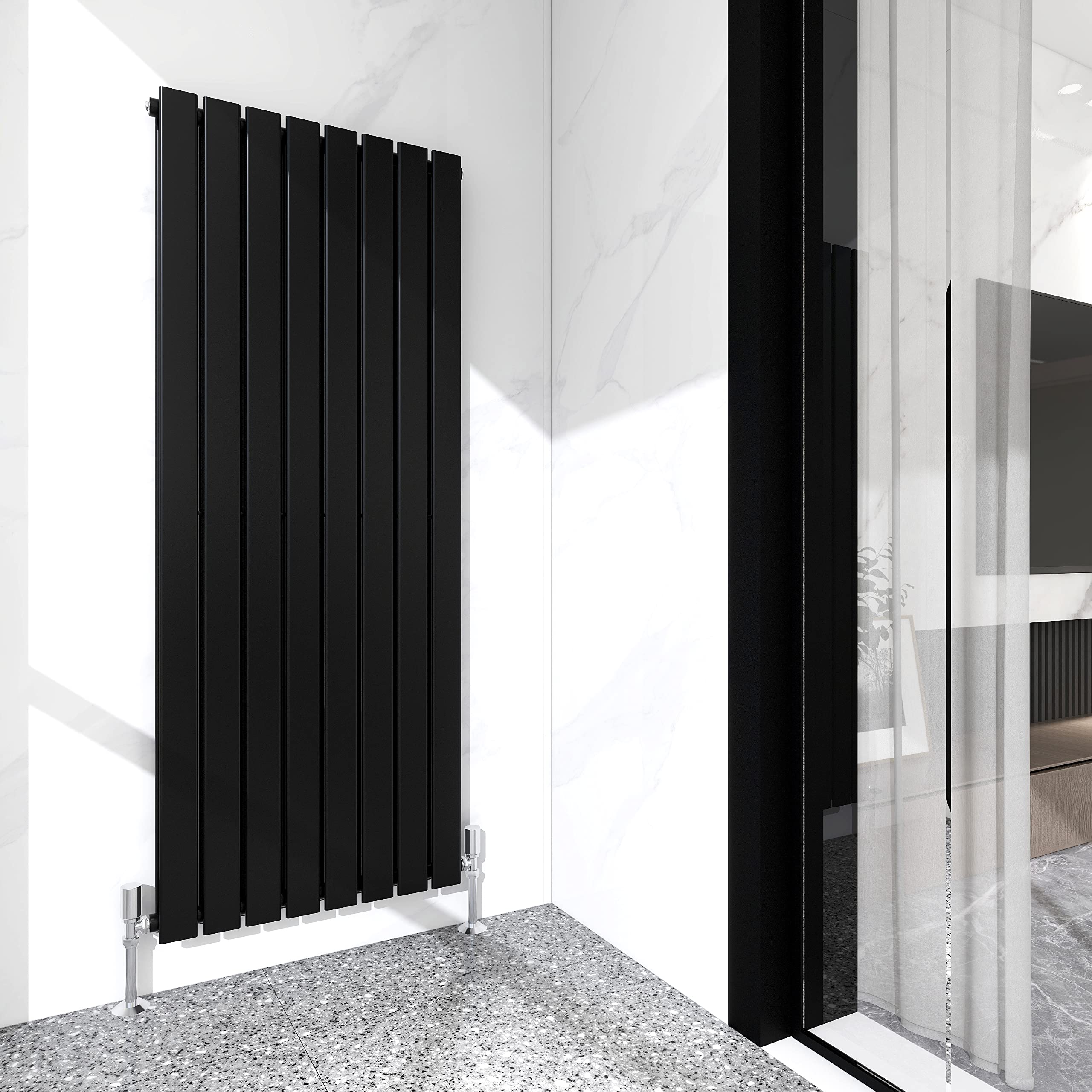 Mcc Direct Black Radiator Horizontal Vertical Designer Flat Panel Central Heating Radiator 1600Mm Height (1600X544mm Double, )