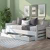 Jtyca 3FT Single Bed Turns into Double, Pull Out Sofa Bed Double with Trundle and Storage Drawer, Cabin Daybed for Living Room and Bedroom, 90 x190 CM - White (Not Mattress)