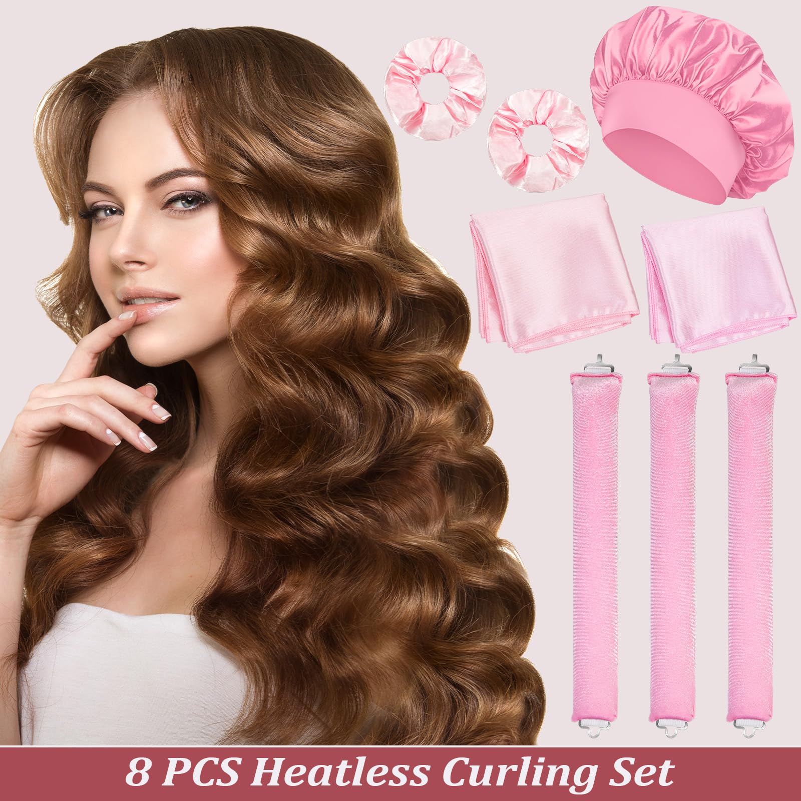 Heatless Blowout Rods,8 Pcs Heatless Curling Set,No-Heat Overnight Hair Rollers,Soft Foam Curling Rods DIY Long-Lasting Curls & Waves - Image 4