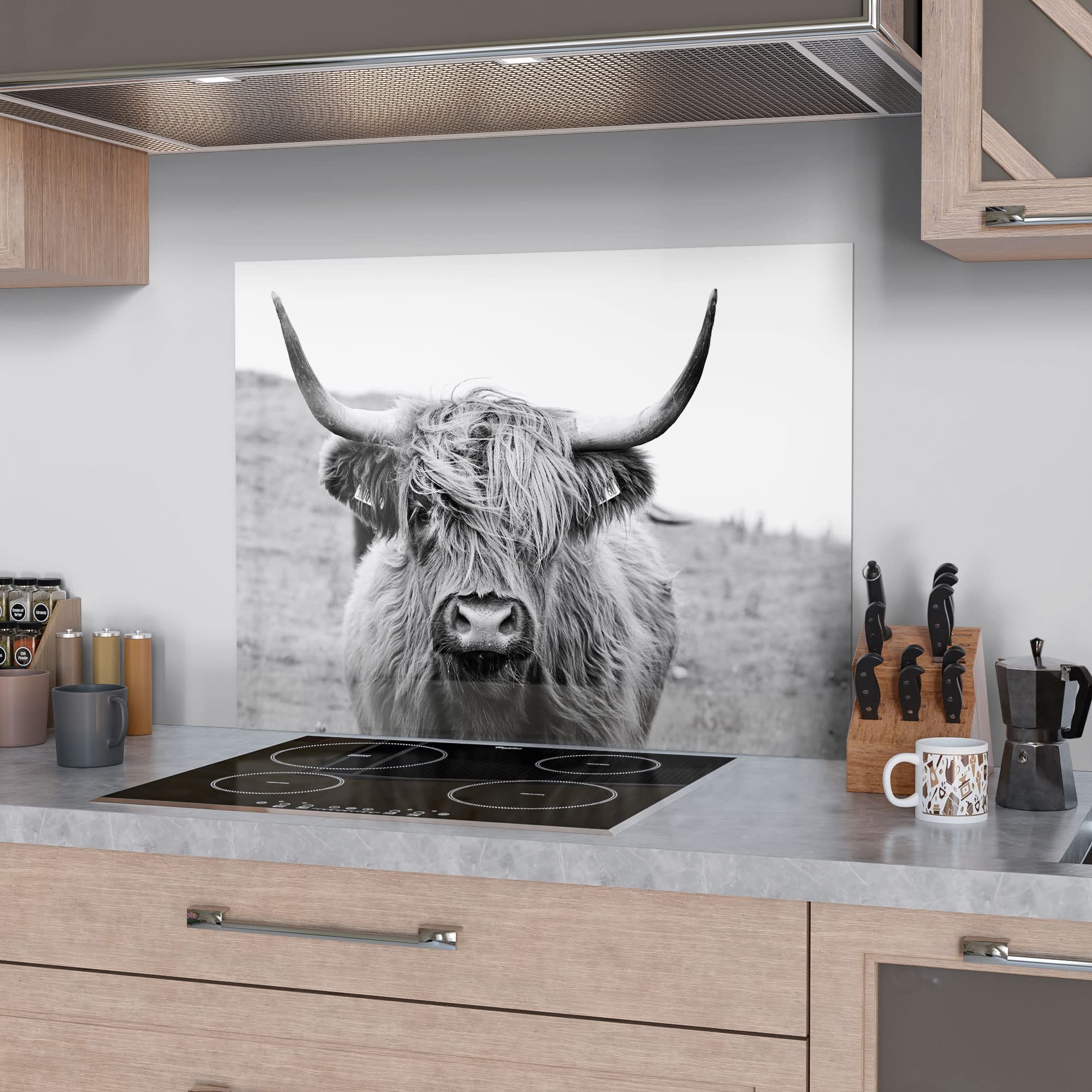 Panel Trasero De Vidrio DEQORI 80x60 Cm Con Diseño De Cobre Rayado – Protector De Salpicaduras Para Cocina Y Baño, Fácil Limpieza