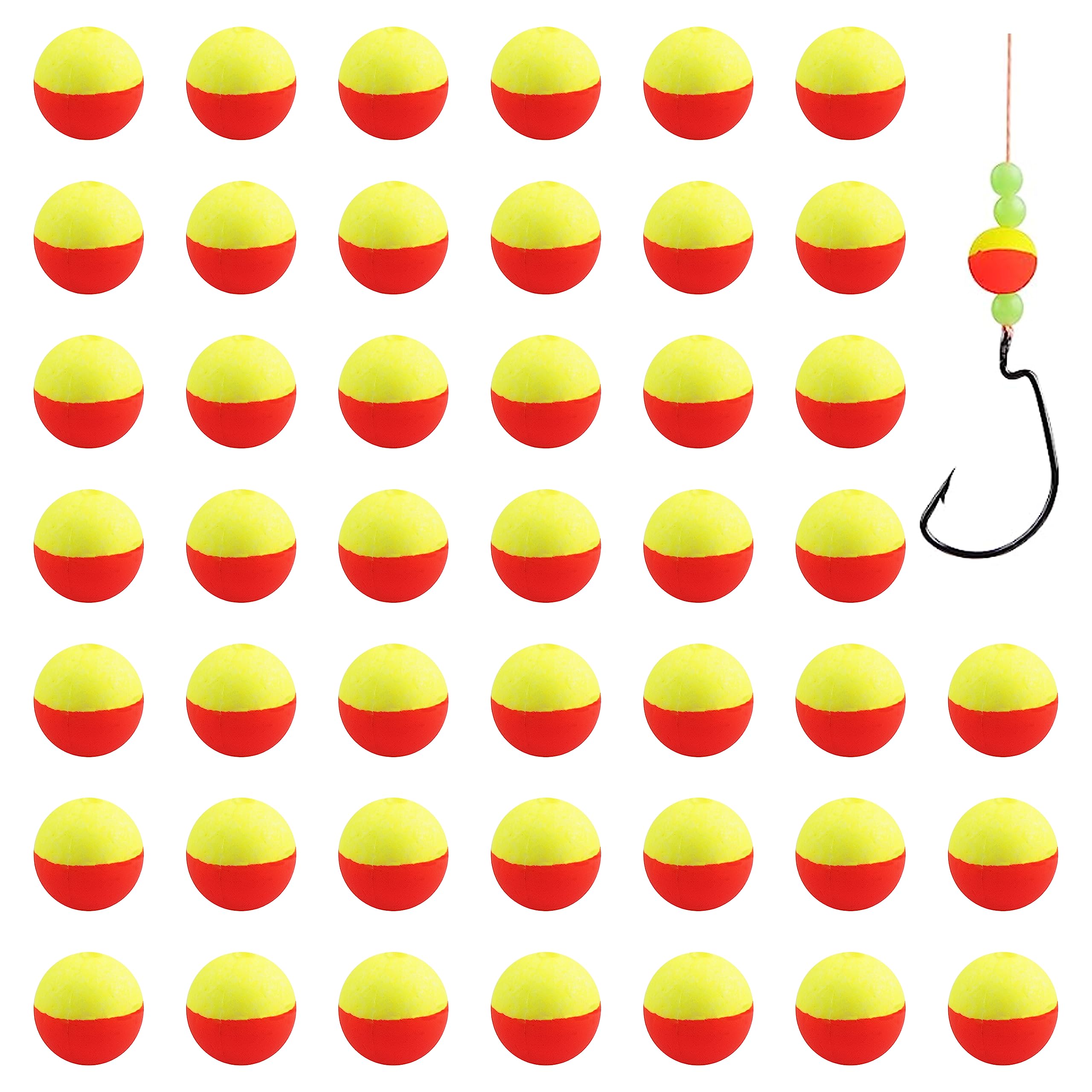 OROOTL Foam Floats Pompano Rig Floats, 60pcs Snell Floats Foam Bobbers for Fishing Pompano Rigs Fishing Rig Making Kit for Trout Catfish Walleye