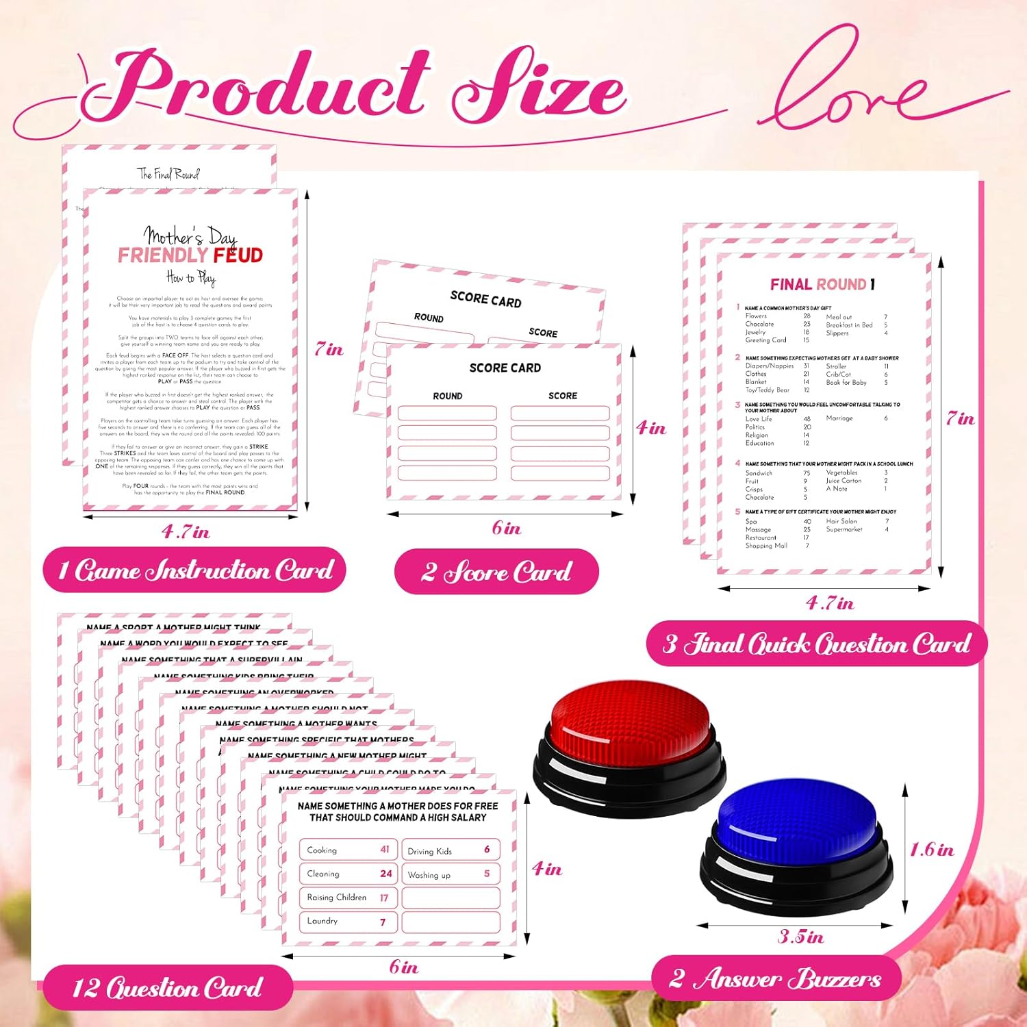 Simgoing Mother's Day Friendly Feud Quiz with Answer Buzzer, Friendly Feud Game for Adults,Mothers Day Decorations,Trivia Quiz Game Night for Mom Family Activity Wedding Baby Shower