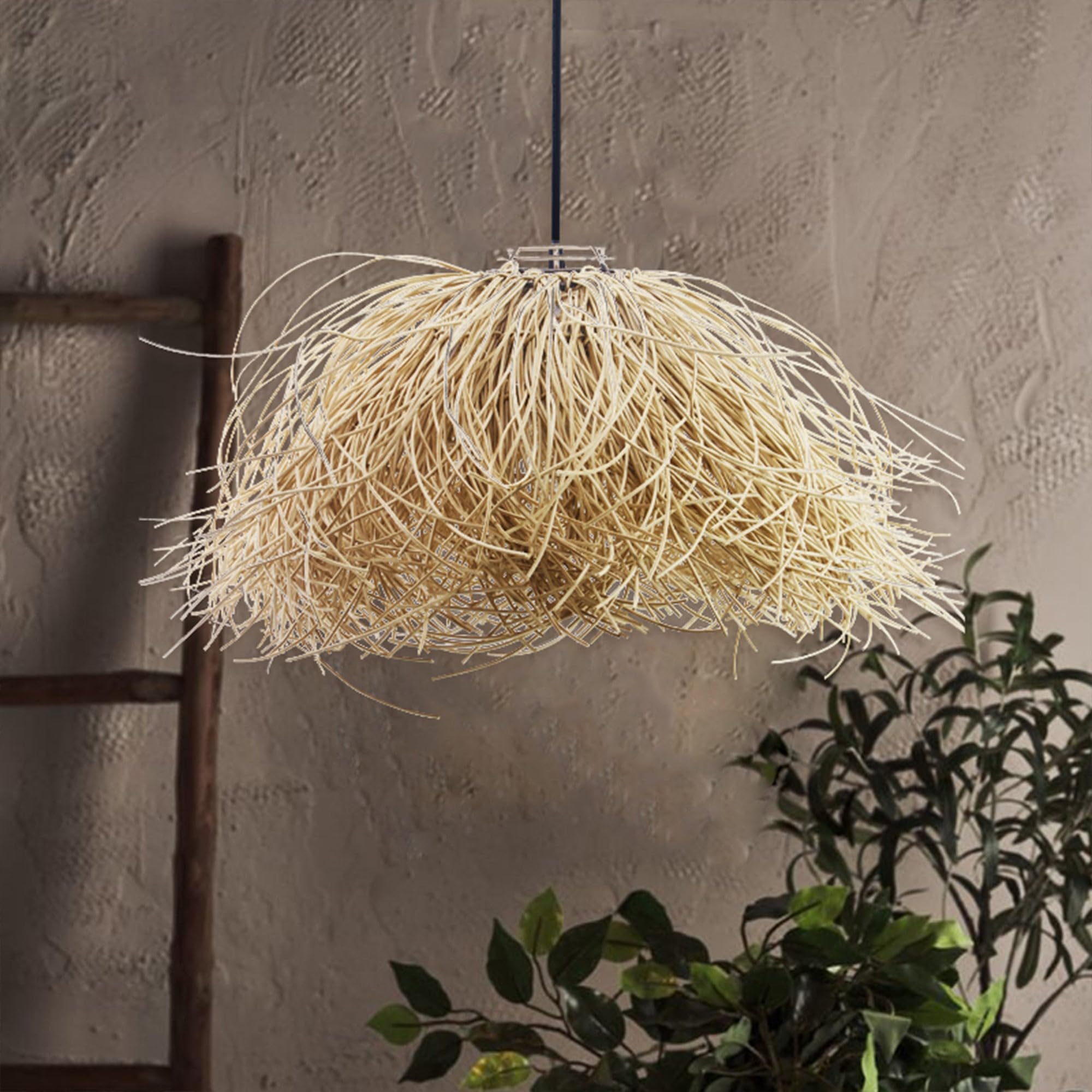 Lumisky FROU FROU Suspension solaire bohème LED blanc chaud H30cm vannerie tressée