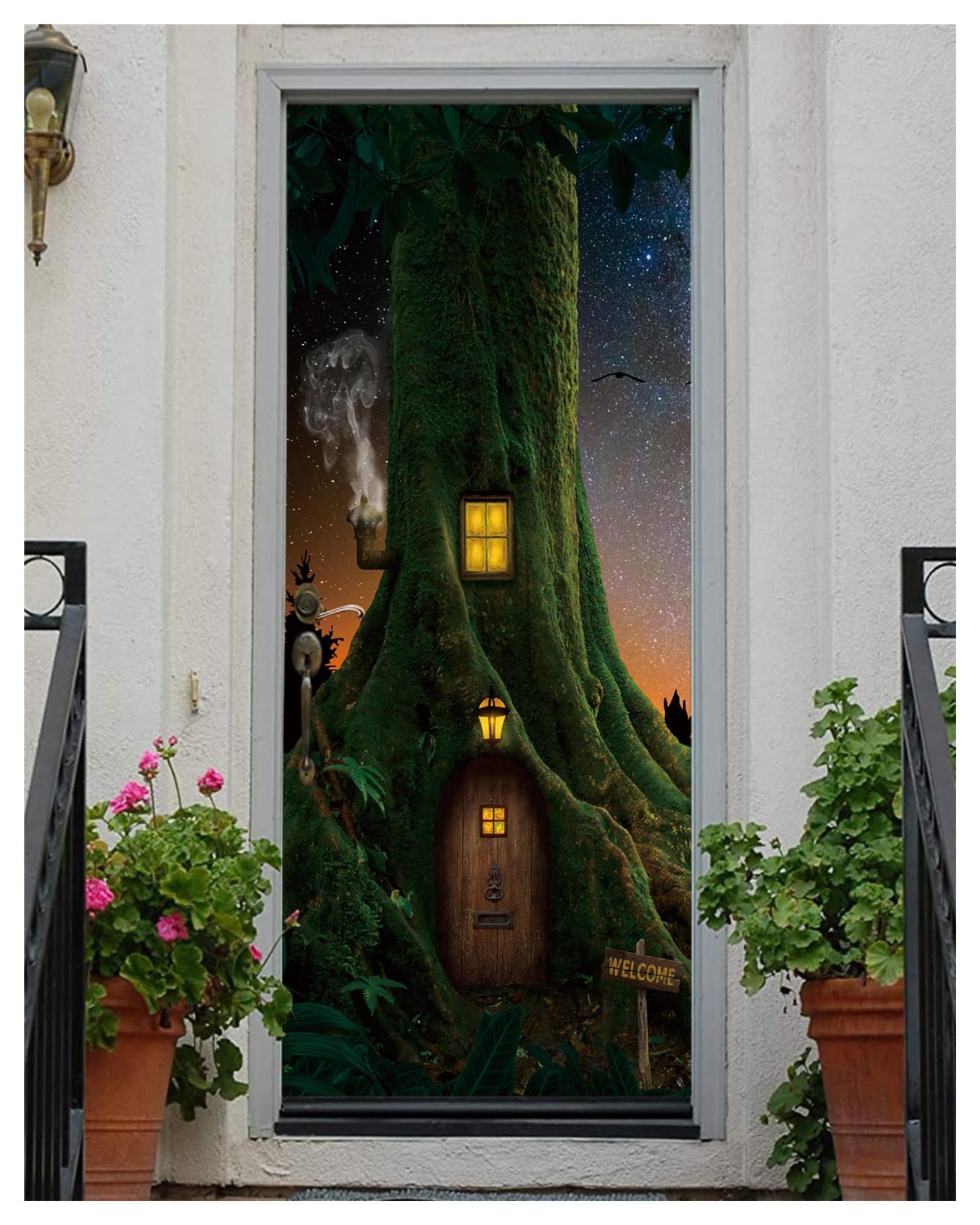 Sticker Porte Autocollants de porte de scène de pièce moderne 3d, espace stéréoscopique, papier peint auto-adhésif en PVC, couverture de chambre à coucher, affiche de décor d'appartement, Art Mural (