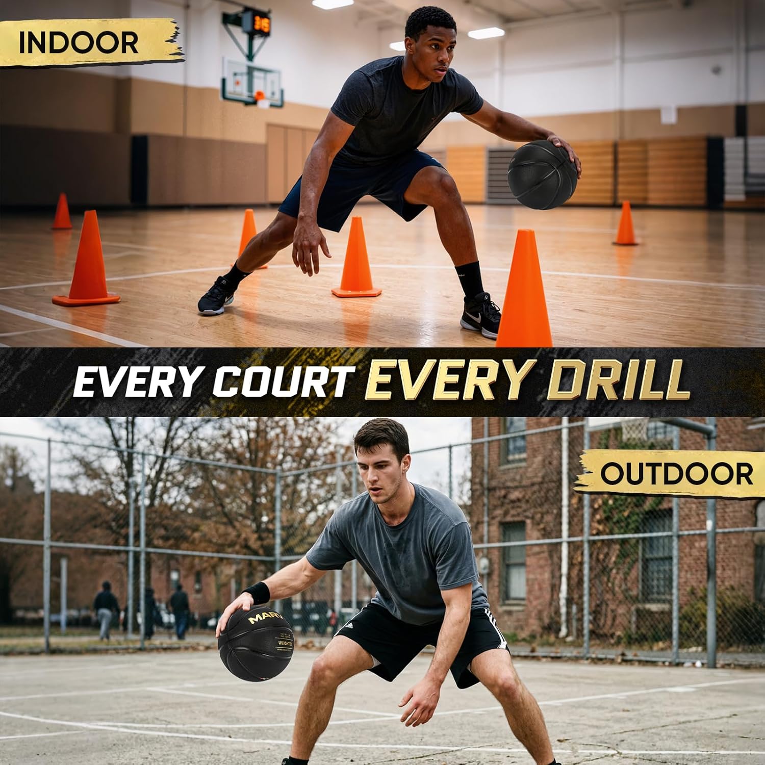3LBS Elite Weighted Heavy Basketball Training Equipment, Official Size 7 (29.5"), Durable in&Outdoor, Enhanced Grip Composite Leather, Improve Handling Dribbling Passing Rebounding Skills