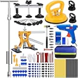 135Pcs Car Dent Puller Kit, Car Paintless Dent Remover Tool Kit with 3-in-1 T-bar Slide Hammer & Bridge Puller & Suction Cup, Dent Repair Kit for Remover Auto Body Hail Damage Large Small Dent