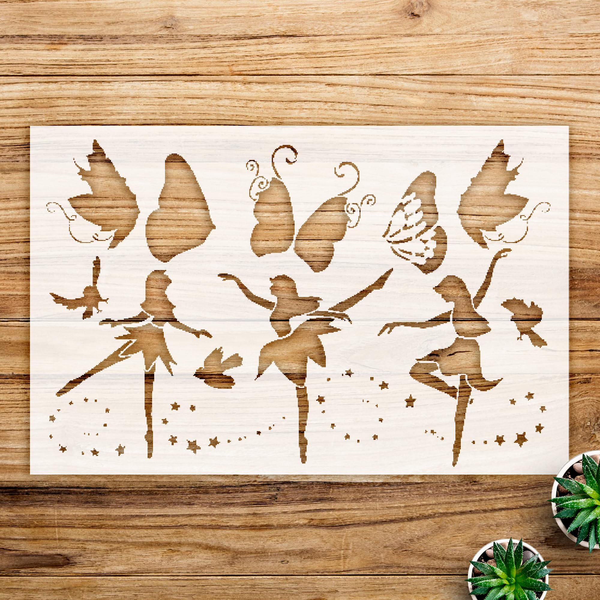 Fairy Dance Stencil Pattern for Walls and Crafts, Reusable Mylar Template, Whimsical Design, Ideal for Home Decor and Fantasy Art Projects - Size A1 (33.1