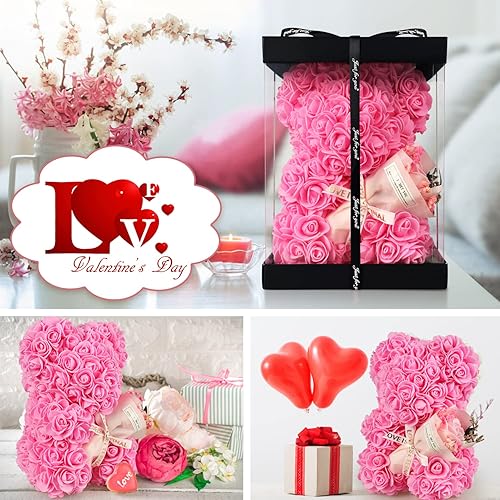 Miniatura 3 de K KYMAKE Regalos del día de San Valentín para ella, oso de rosas para mujer, ramo de cumpleaños de oso de peluche de rosas artificiales, regalo de