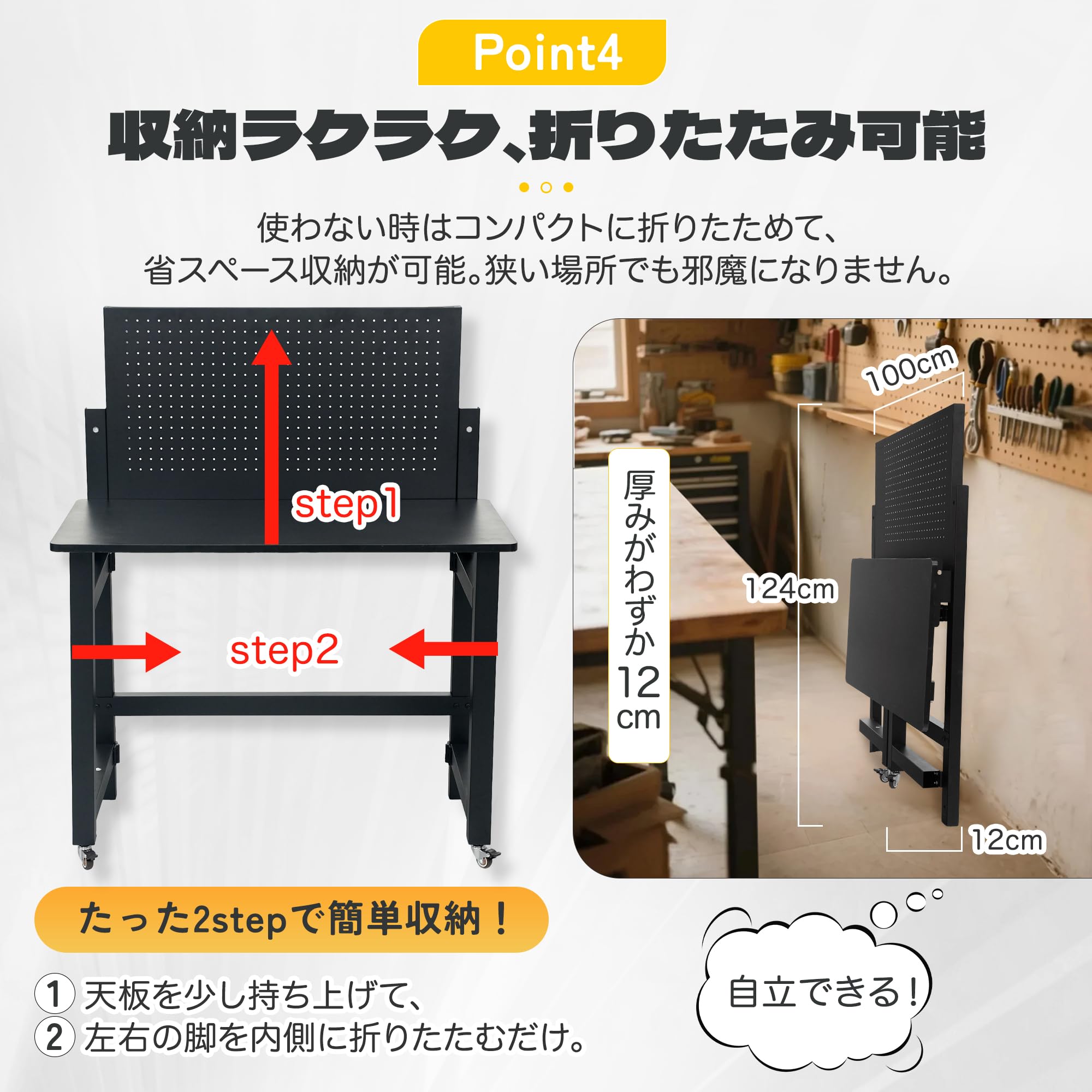 Amazon.co.jp: ワークテーブル バックボード付 作業台 スチール製 工具 
