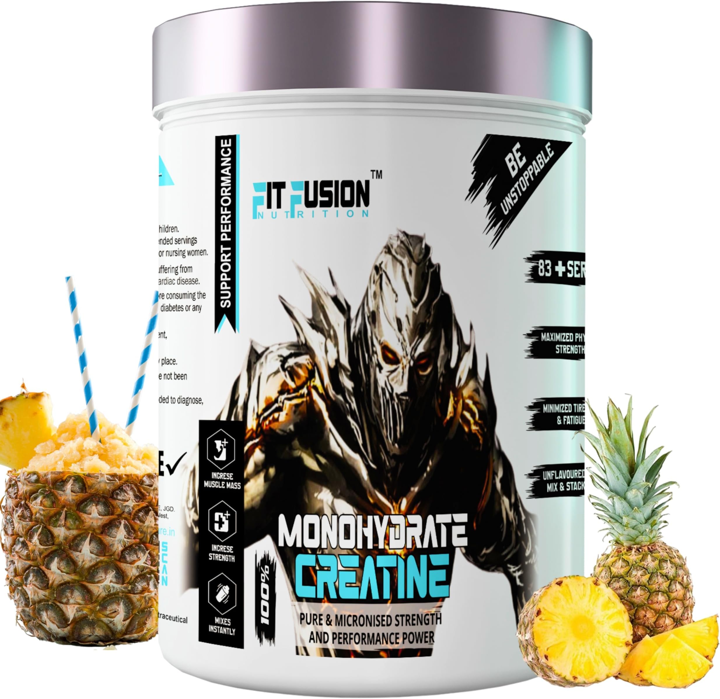 Pure Creatine Monohydrate (250gm, Pineapple, 83 Servings) | Enhanced Muscle Strength & Power, Increased Muscle Mass | Creatine for men, women, mono hydrate
